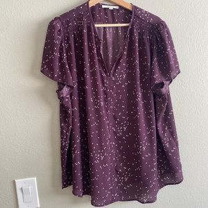Fun 2 Fun 2X purple blouse with white pattern